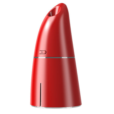 Red columnar USB mini humidifier with a power button and top mist outlet, designed for small spaces. - Image 5