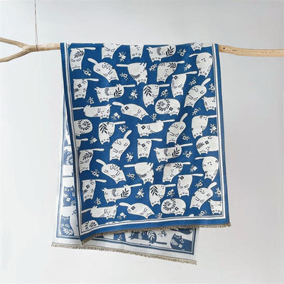 Bufanda de Cashmira Artificial Gato Crema - Estilo Coreano para Otoño e Invierno - Image 9