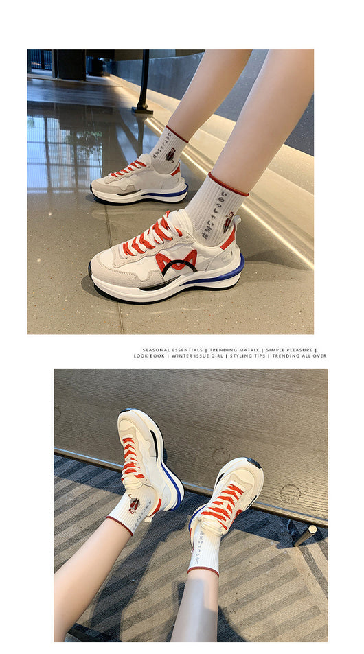 Zapatillas Casuales Mujer Suela Gruesa Respirable - Diseño Combinado de Colores - Image 9