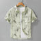 Camisa de Lino Estampada Manga Corta Fresca para Verano