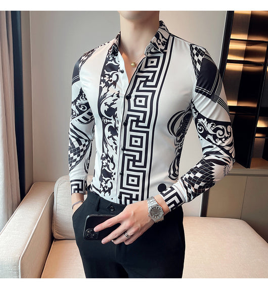 Camisa Manga Larga Estampada Slim Fit para Hombre - Image 15
