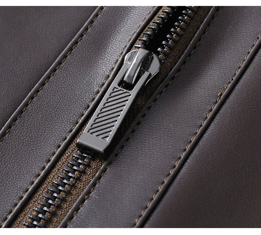 Abrigo de Cuero Premium con Cuello de Piel y Forro Polar Térmico - Image 10