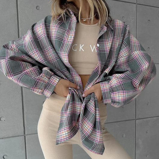 Camisa Cuadriculada 100% Algodón para Mujer - Image 2