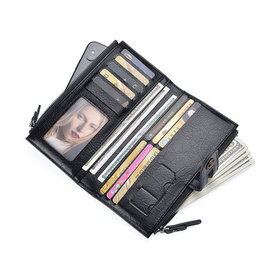 Cartera Larga para Hombre en Cuero PU Retro con Bolsa para Teléfono - Image 9