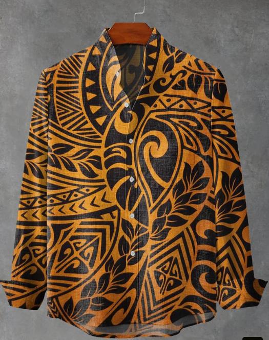 Camisa de Cuadros con Cuello Mao Manga Larga para Hombre - Image 10