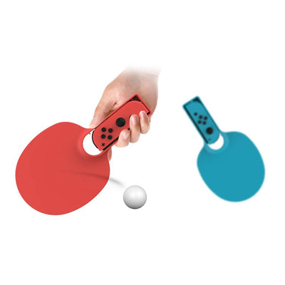Blue and red table tennis racket grips for Nintendo Switch Joy-Con controllers, with a white ping pong ball. - Image 9