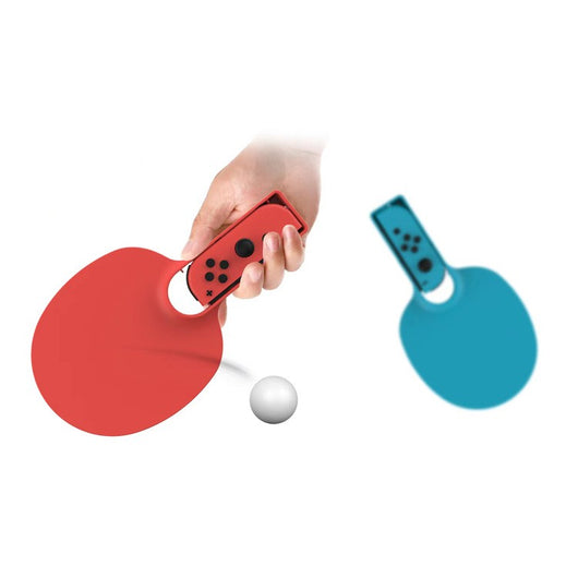 Blue and red table tennis racket grips for Nintendo Switch Joy-Con controllers, with a white ping pong ball. - Image 9