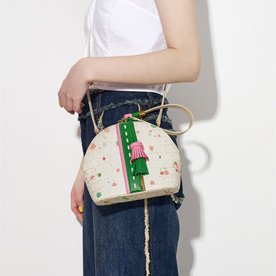 Bolso de Cuero Genuino para Mujer con Borlas Personalizables