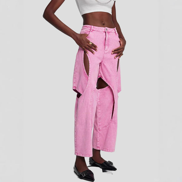 Jeans Rotos de Talle Alto Estilo Americano para Mujer