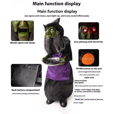 Placa Decorativa Bruja Halloween con Activación por Voz e Inducción Inteligente - Image 3