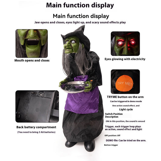 Placa Decorativa Bruja Halloween con Activación por Voz e Inducción Inteligente - Image 3