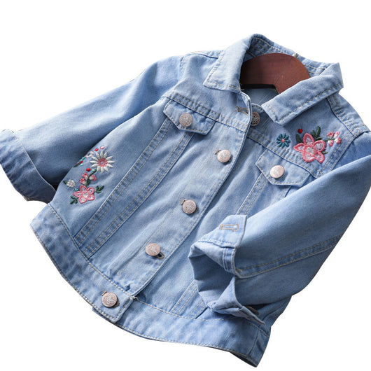 Chaqueta Denim Infantil Estilo Coreano con Bordados - Image 5