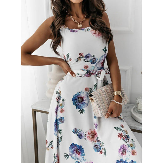 Vestido Estampado con Paneles de Tirantes y Dobladillo Irregular - Image 4