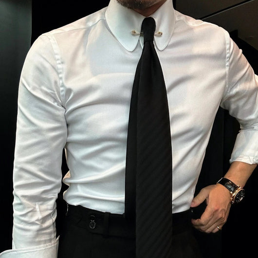 Camisa Casual de Manga Larga Cuello Redondo para Hombre