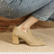 Zapatos Nubuck Tacón Grueso Punta Afilada Camel
