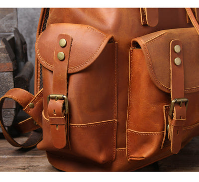 Mochila de Cuero Genuino Estilo Retro con Gran Capacidad para Hombre - Image 30