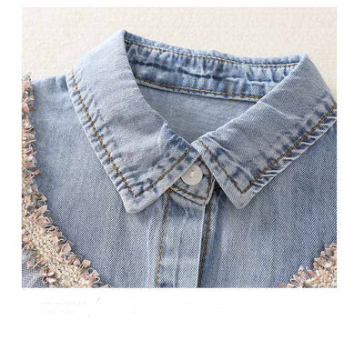 Blusa Infantil Elegante de Manga Larga con Cuello Solapa y Encaje - Image 6