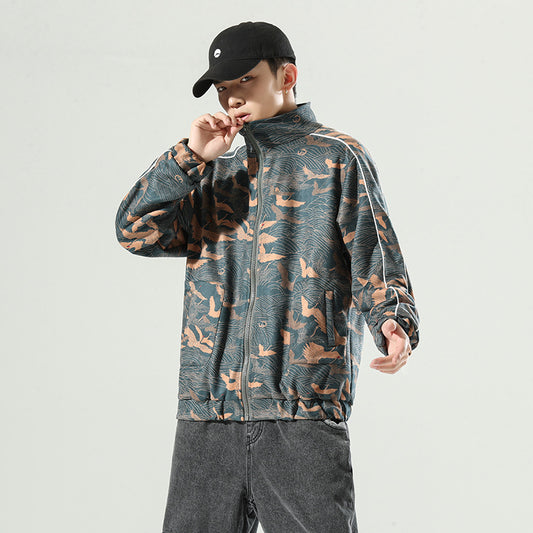 Chaqueta Hombre Estilo Chino Talla Grande Suelta y Cómoda