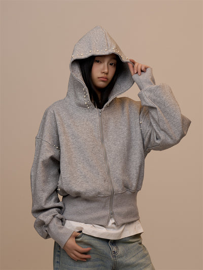 Cardigan Gris con Capucha y Doble Cierre - Image 16