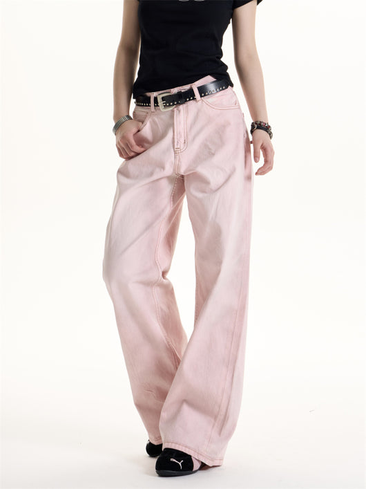 Pantalón Jeans Ancho Estilo Retro Flor de Cerezo - Image 7