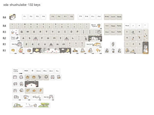 Keycaps Mecánicos Custard Cute - Compatible 68, 75, 98, 100 Teclas - Image 4
