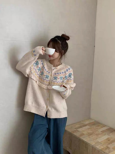 Cardigan Tejido con Moño - Diseño Retro Holgado para Otoño e Invierno - Image 15