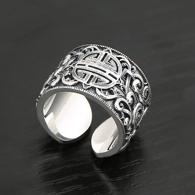Anillo de Plata con Patrones Grabados y Diseño Vintage - Image 3