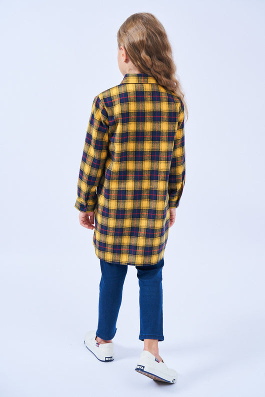 Camisa Cuadriculada de Manga Larga para Niñas - Tela Cepillada - Image 7