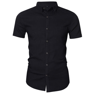 Camisa Denim Casual de Manga Corta sin Planchado para Hombre - Image 28
