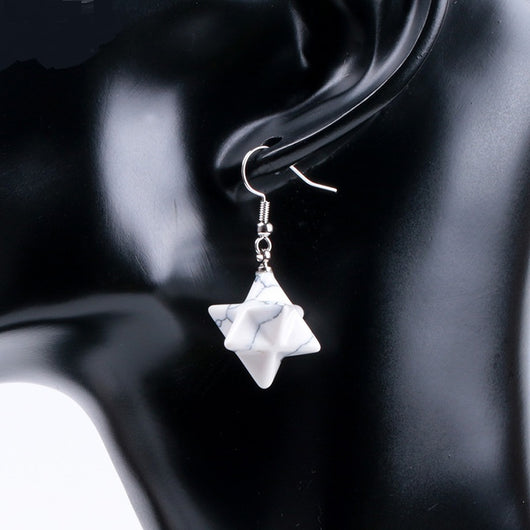 Aretes Estrella Merkaba de Cristal Natural Tallado - Image 2