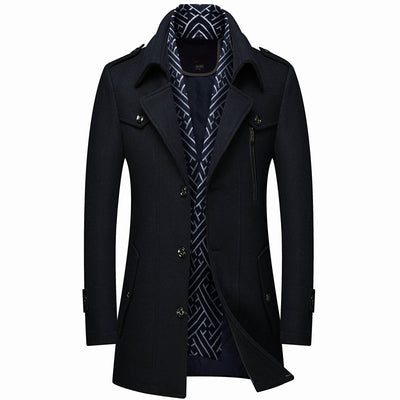 Abrigo Trinchera de Lana Gruesa para Hombre - Image 17