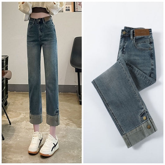 Pantalones Vaqueros Rectos de Cintura Alta Holgados para Mujer - Image 5