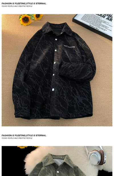 Camisa de Pana Bordada Estilo Retro Americano Premium para Hombre - Image 13