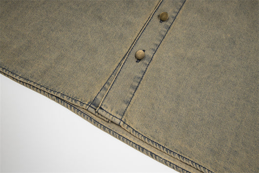 Camisa Denim Desgastada con Letras Waste para Hombre - Image 14