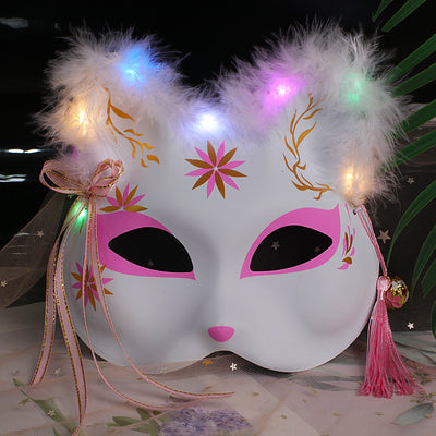 Máscara Luminosa de Zorro y Gato Bifronte con Plumas - Image 13