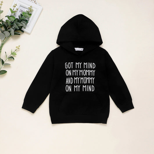 Sudadera Hoodie Negra con Letras para Niños y Niñas - Image 11