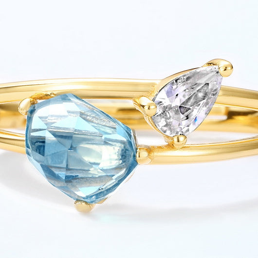 Anillo de Topacio Azul Cielo Lujo Minimalista - Image 10