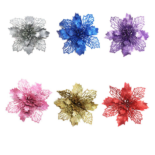 Flores Navideñas Artificiales con Brillo - Adornos para Árbol de Navidad y Decoración del Hogar - Image 67