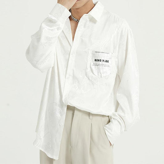 Camisa de Seda para Hombre con Dragón Chino Grabado - Colección Otoño - Image 2