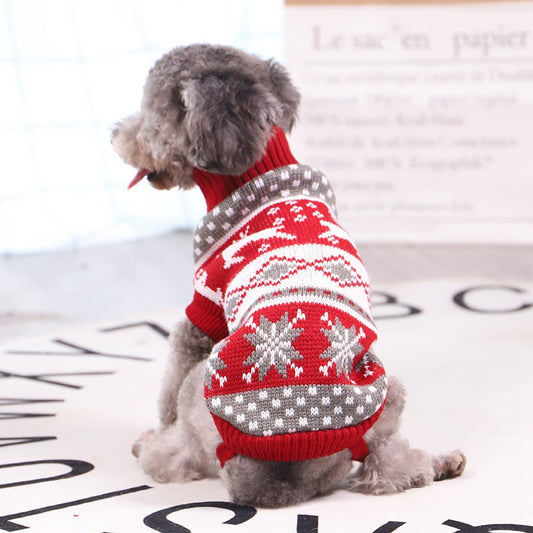 Suéter Navideño Cuello Alto para Mascotas - Diseño Tejido Festivo