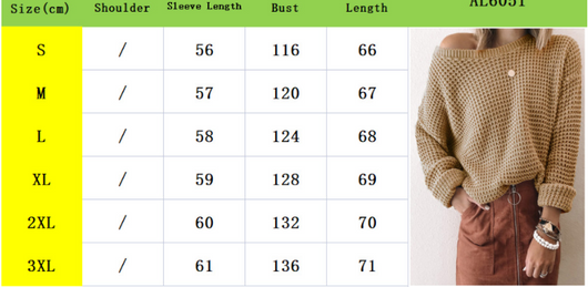 Suéter Tejido Suelto con Cuello Sesgado para Mujer - Otoño e Invierno - Image 10