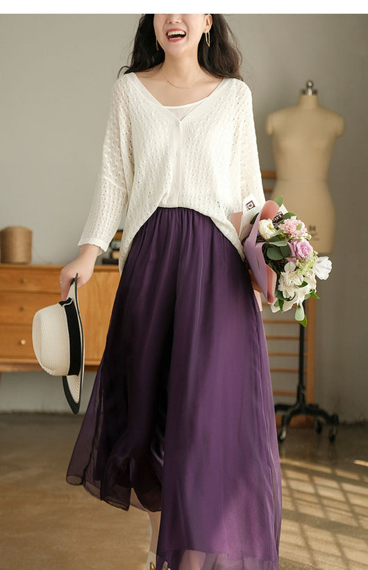 Pantalones Anchos de Cintura Alta en Malla y Gasa - Comodidad Elegante - Image 37