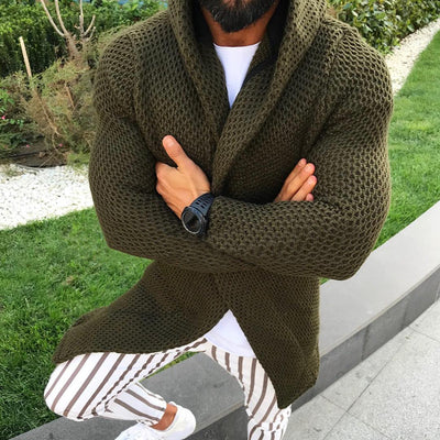 Cardigan Sudadera con Capucha Tejida de Manga Larga para Hombre - Image 11