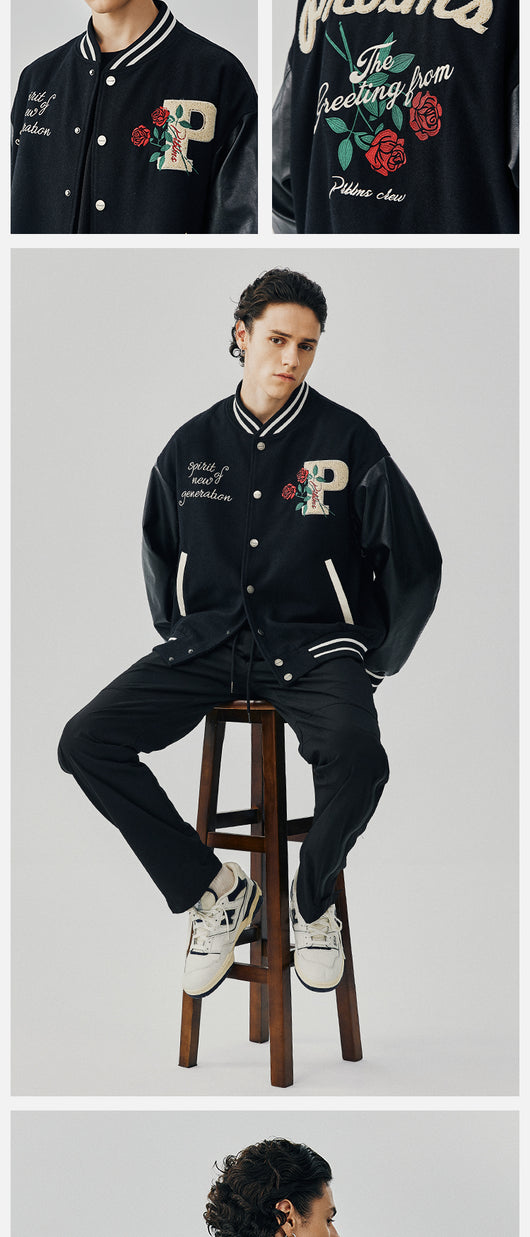 Chaqueta Deportiva Bordada con Rosas - Estilo Urbano Oversized - Image 9