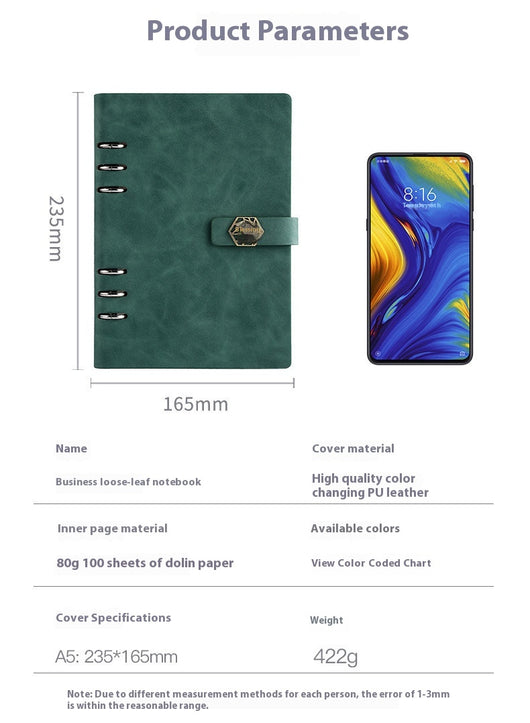 Cuaderno A5 Profesional con Hojas Removibles para Negocios y Reuniones - Image 21