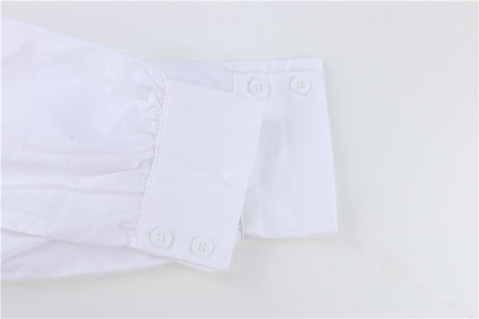 Camisa Blanca Francesa Cuello V Manga Larga Nicho - Image 11