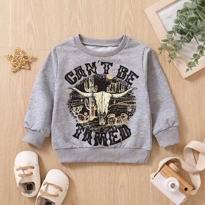 Suéter Infantil Gris con Estampado de Cabeza de Vaca - Image 3