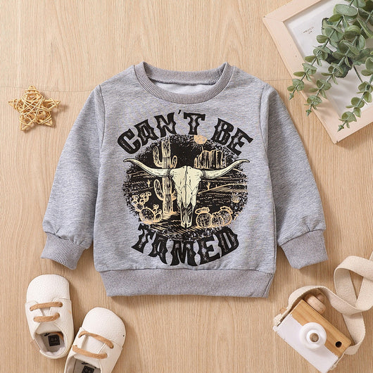 Suéter Infantil Gris con Estampado de Cabeza de Vaca - Image 3