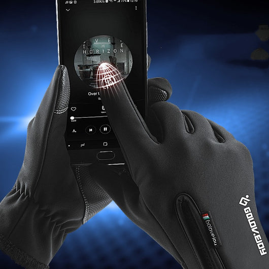 Guantes de Invierno para Ciclismo Táctil con Forro de Terciopelo y Cierre