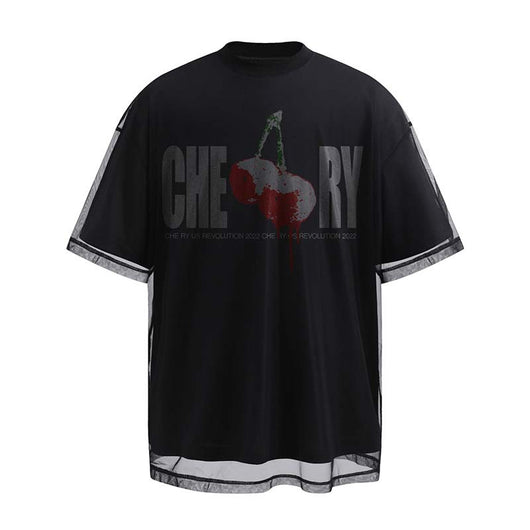 Camiseta Hombre Estampado Cereza Diseño Letras - Doble Capa Manga Corta - Image 6